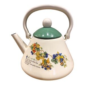 Vintage Harvest Fairies Enamel Teapot Like New 6 Cup 48 Oz.